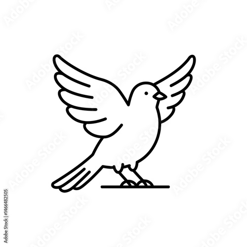 Bird Spreading Wings Proudly on Perch, Symbol of Freedom