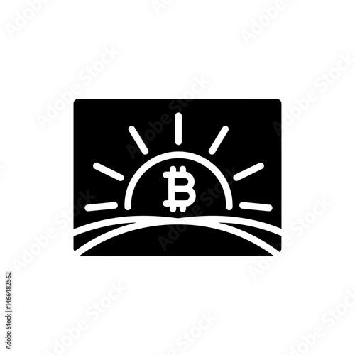 Bitcoin as Rising Sun Over Horizon - Minimal Design