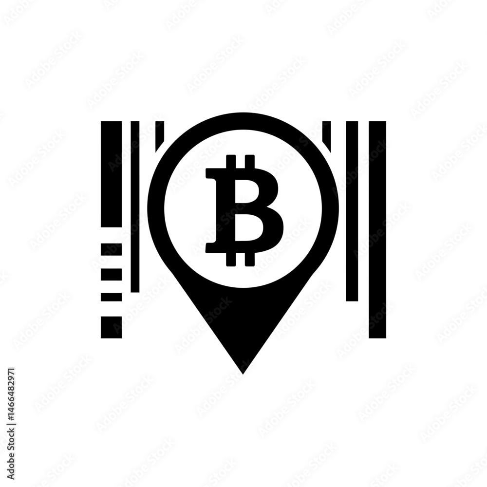Obraz premium Bitcoin in Magnified Barcode Dot - Minimal Icon