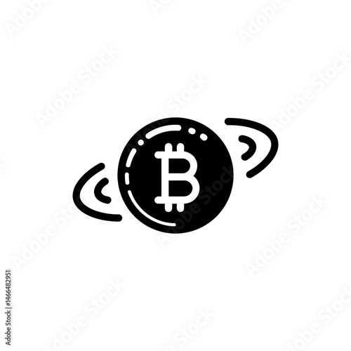 Bitcoin in Circular Wave Ring Representing Dynamic Cryptocurrency Movement