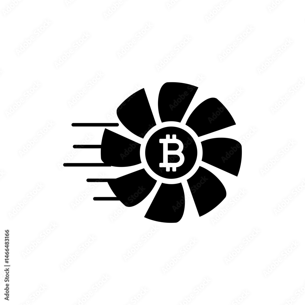 Bitcoin Inside Spinning Fan Blades - Cryptocurrency and Renewable Energy Bitcoin Inside Spinning Fan Blades - Cryptocurrency and Renewable Energy
