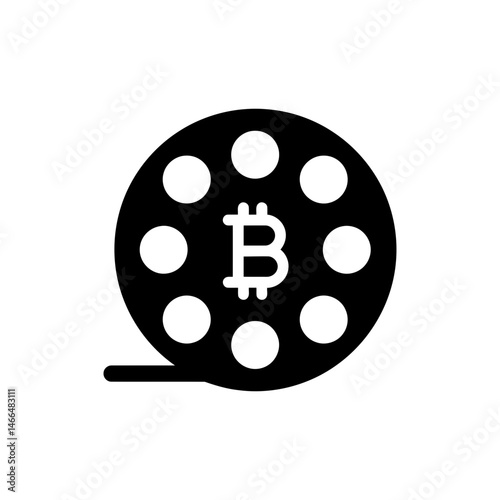 Bitcoin Inside Film Reel Circle - Cryptocurrency and Entertainment Industry
