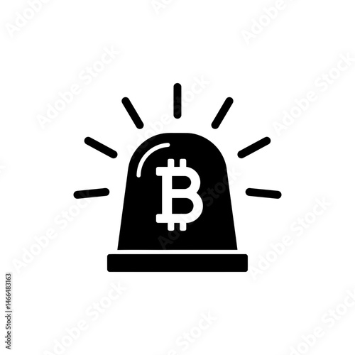 Bitcoin Inside Warning Siren Light, Cryptocurrency Alert