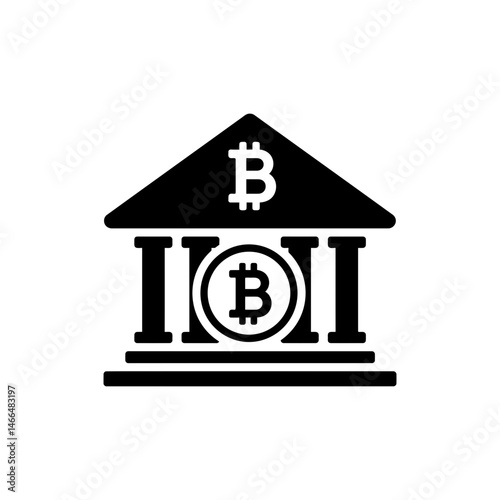 Bitcoin on Banking Building Front Symbolizing Digital Currency in Finance