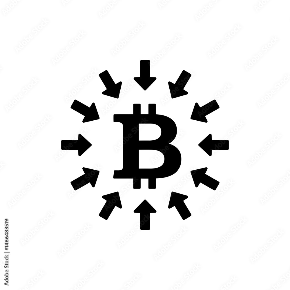 Bitcoin with Multiple Arrows Outward for Cryptocurrency Expansion Bitcoin with Multiple Arrows Outward for Cryptocurrency Expansion