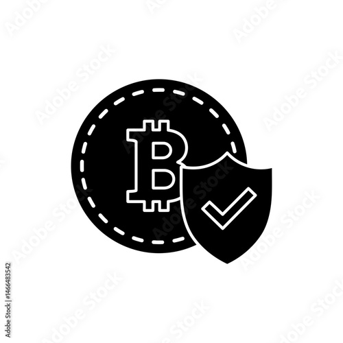 Bitcoin with Shield Checkmark – Cryptocurrency and Security Verification