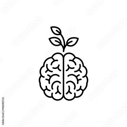 Brain with Sprouting Seed - Cognitive Growth and Mental Development