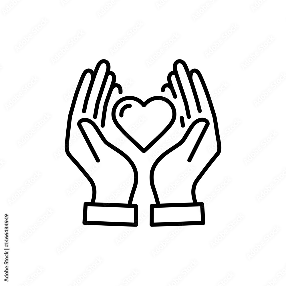 Fototapeta premium Folded Hands with Heart - Love and Care Concept