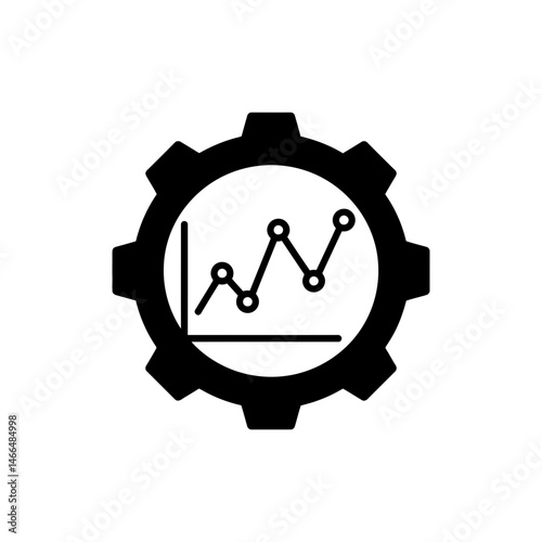 Gear Turning Line Chart for Financial Growth Analysis