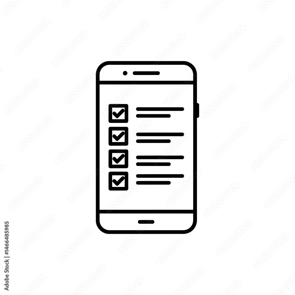Mobile Phone with Screen Showing Survey Checkboxes - Data Collection and Survey Mobile Phone with Screen Showing Survey Checkboxes - Data Collection and Survey