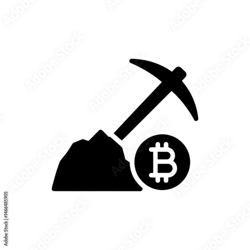 Miner Pick Hitting Bitcoin Symbol Representing Cryptocurrency Mining