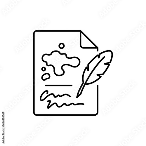 Paper with Ink Blots and Feather Quill for Vintage Writing Style