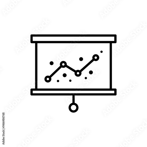 Presentation Board with Trend Line and Dots Icon for Data Analysis