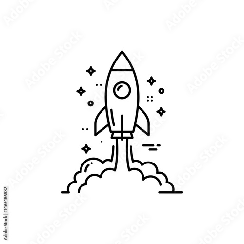 Rocket Launching with Smoke Trail and Stars for Growth and Progress