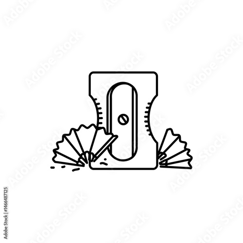 Sharpener with Pencil Shavings and Used Graphite Representing Writing Tools and Creativity
