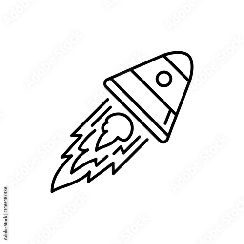 Space Capsule Re-entering Atmosphere with Fire Trail Icon for Space Exploration
