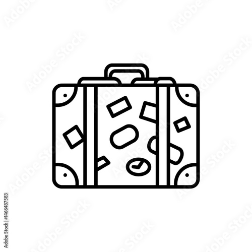 Suitcase with Travel Stickers and Folded Clothes Peeking Out Representing Vacation Planning