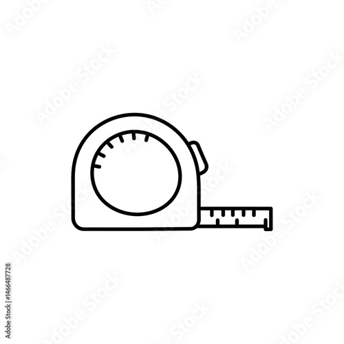 Tape Measure Extended Showing Inches and Feet - Minimal Measuring Tool Representation