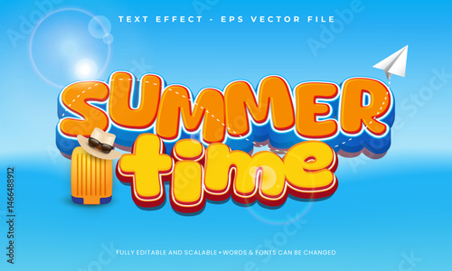Summer time 3d editable text effect template