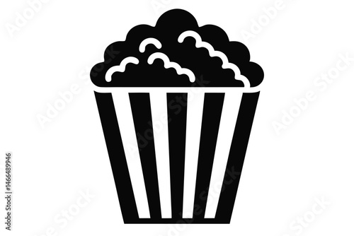 A tasty black popcorn container with vertical stripes presents a simple, bold form
