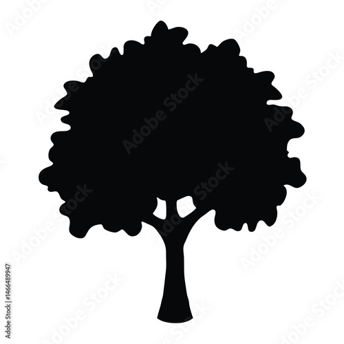 maple tree vector silhouette icon, black and white illustration of trees.