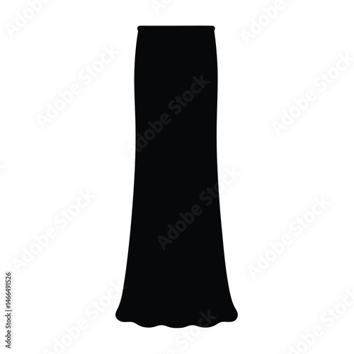 maxi skirt vector silhouette icon, black and white illustration of clothing.