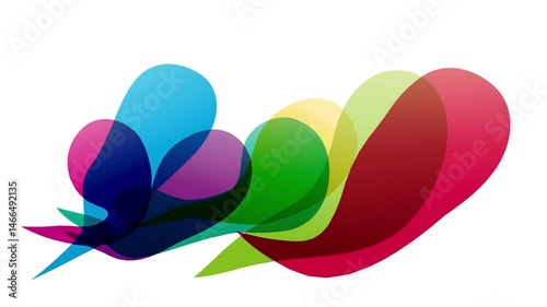 Abstract colorful shapes morphing smoothly on a white background, animation of colorful drops
