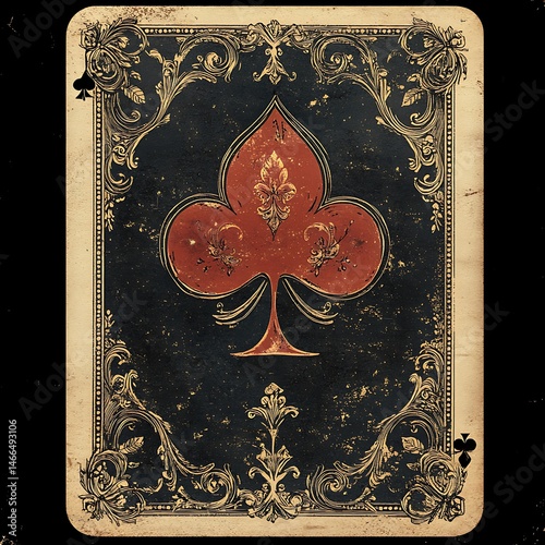 Ornate Ace Of Spades Playing Card With Vintage Design Photo