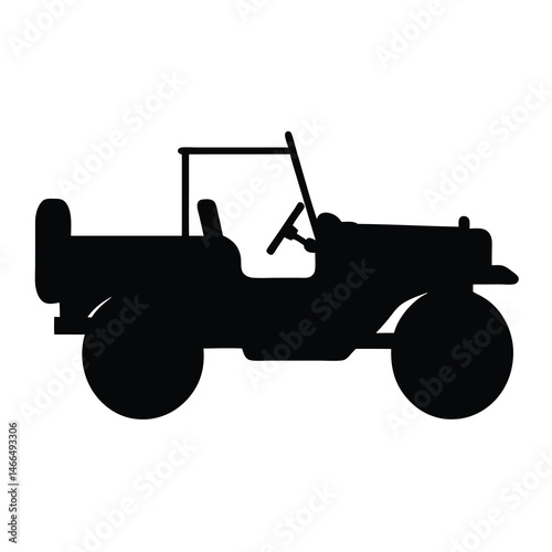 military jeep , black and white illustration of vehicles.