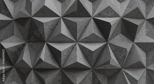 Abstract Geometric Concrete Texture: A 3D Pattern of Interlocking Grey Triangles