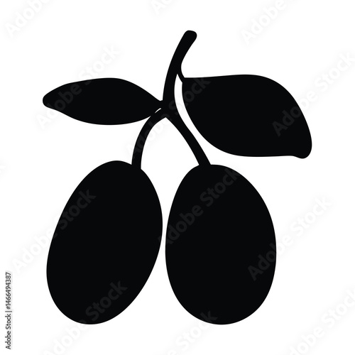 miracle vector silhouette icon, black and white illustration of fruits.