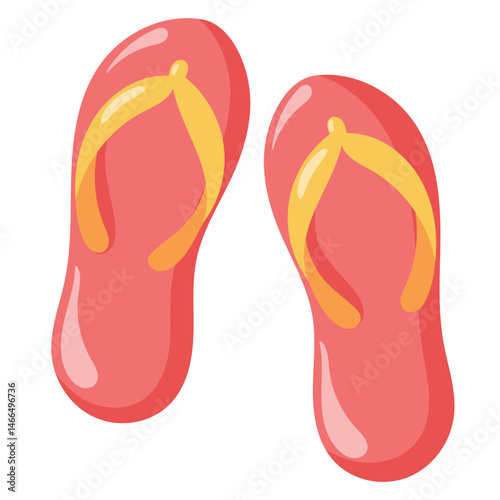 Summer Flip-flop shoes. Hello Summer Vector illustrations, summer vacation, beach elements, Isolated on white background