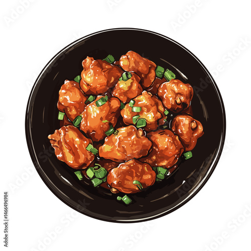 roast chicken on a plate,vector