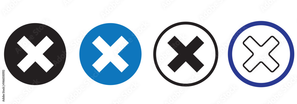 Obraz premium Cross mark icon Simple outline vector logo