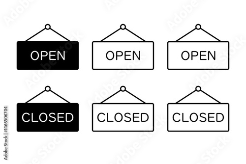 開店と閉店のお知らせをイメージしたアイコンセット