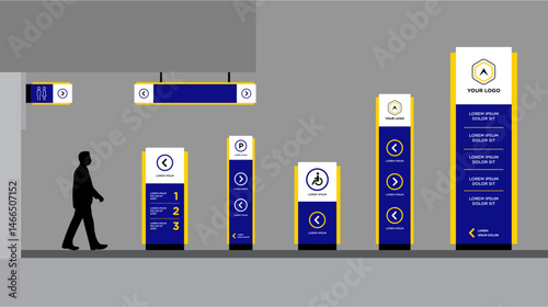 Totem signage exterior and interior template set corporate identity