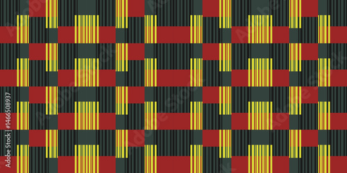 Abstract colorful geometry seamless pattern. Mosaic tile of multicolored bricks. Rectangles and lines collage. Complicated texture background. Clear strict ornament.