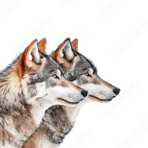 Wallpaper Mural Majestic wolves side by side, showcasing their striking features and fur patterns. These animals symbolize strength and loyalty, captivating with their intense gaze and natural beauty Torontodigital.ca