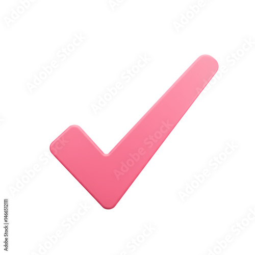 Pink Check Mark 3D Render isolated on Transparent Background