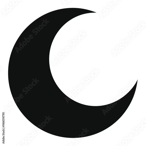 Elegant celestial crescent moon form showcases a sleek, black silhouette shape