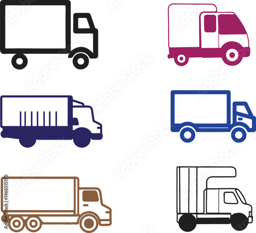 Truck simple icons Delivery service icons white background