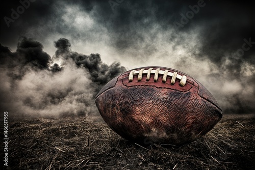 Faded football in a smoky field