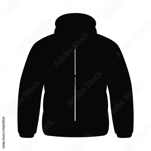 parka vector silhouette icon, black and white illustration of clothing.