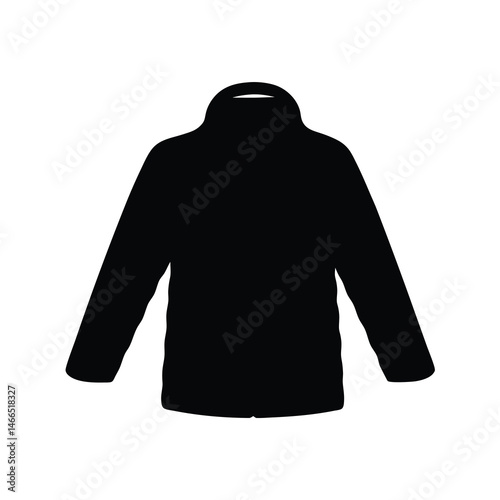 parka vector silhouette icon, black and white illustration of clothing.