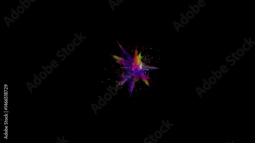 Super Slow Motion of Colored Powder Explosion with Rotating Camera, Isolated on Black Background. Filmed on High Speed Cinema Camera, 30 fps