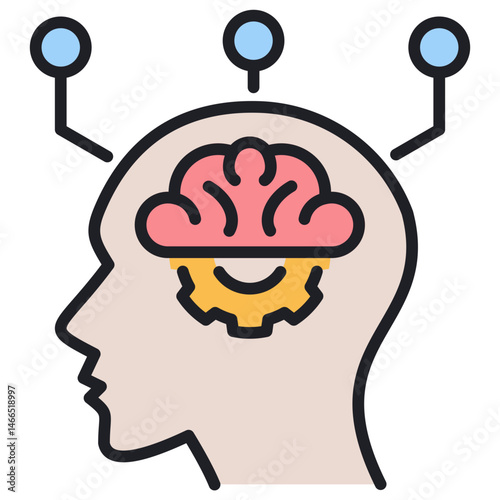 Psychology Lineal Color Icon