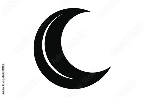 Crescent moon silhouette with subtle inner curve suggests depth and classic celestial symbolism