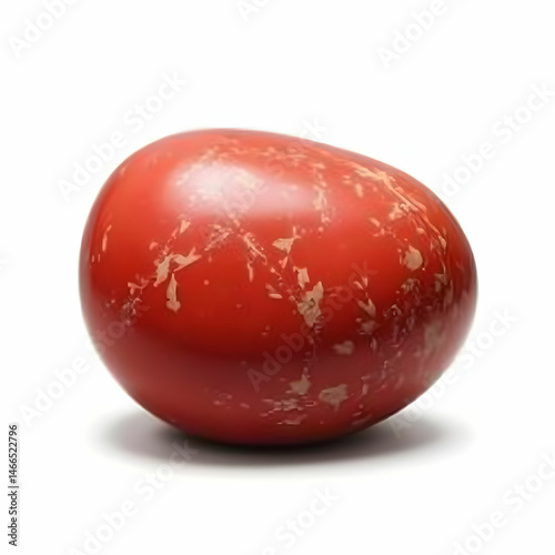 Pebble. Smooth red sea stone isolated on white background with shadows