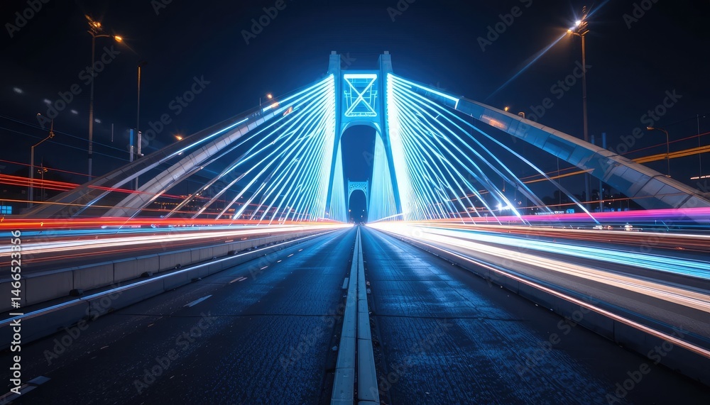 Night Lights Bridge: Urban Symphony of Speed and Illumination Night Lights Bridge: Urban Symphony of Speed and Illumination