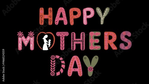 Happy Mothers Day Text Animation – Festive Greeting 4K Video Loop